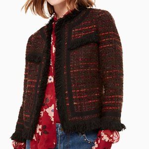 Kate Spade Multi Tweed Fringe Jacket